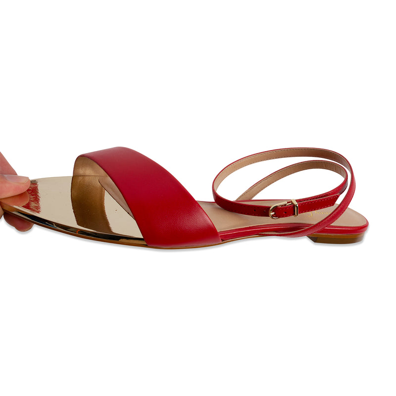 Cherylyn - Moroccan Leather Strappy Sandal with Metallic Toe
